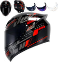 Full Face Motorcycle Helmet Racing Motocross Helmets with Pinlock Compatible Clear Tinted Visors DOT Model Approved Street Bike